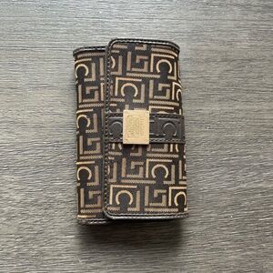 Brown and Tan monogram canvas LC logo Liz Claiborne wallet